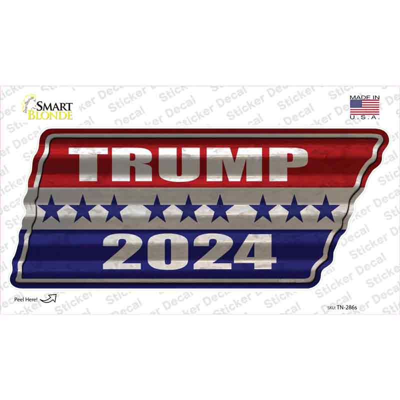 Trump 2024 Stripes Novelty Corrugated Tennessee Shape Sticker Decal