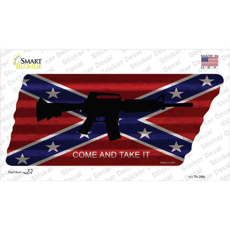 Come and Take It Novelty Corrugated Tennessee Shape Sticker Decal