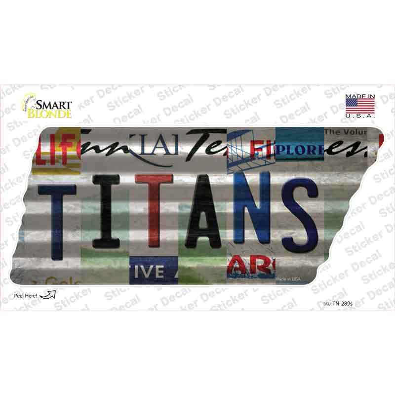 Titans Strip Art Novelty Corrugated Tennessee Shape Sticker Decal