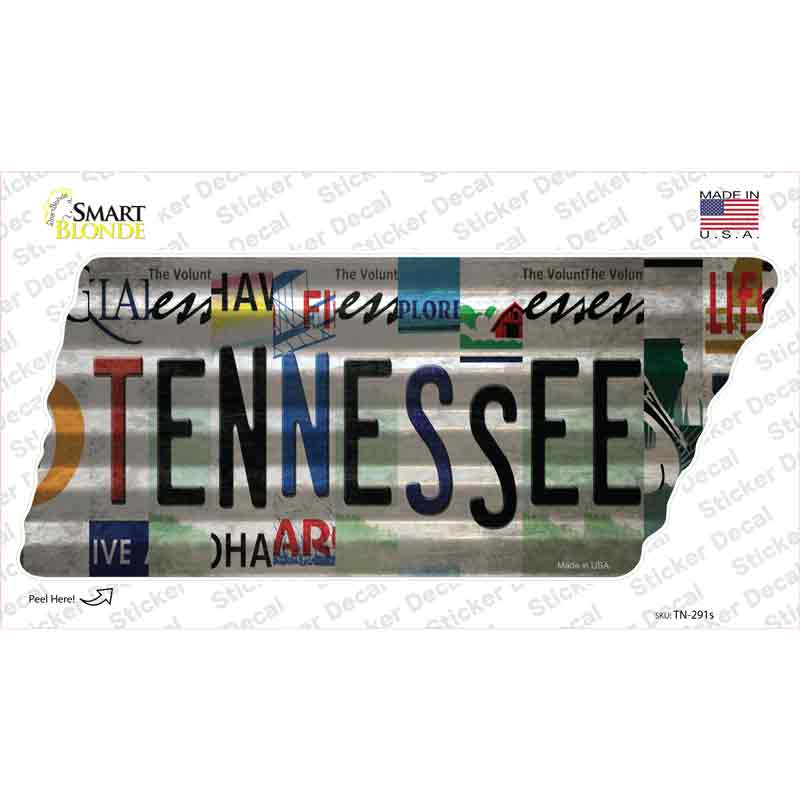 Tennessee Strip Art Novelty Corrugated Tennessee Shape Sticker Decal