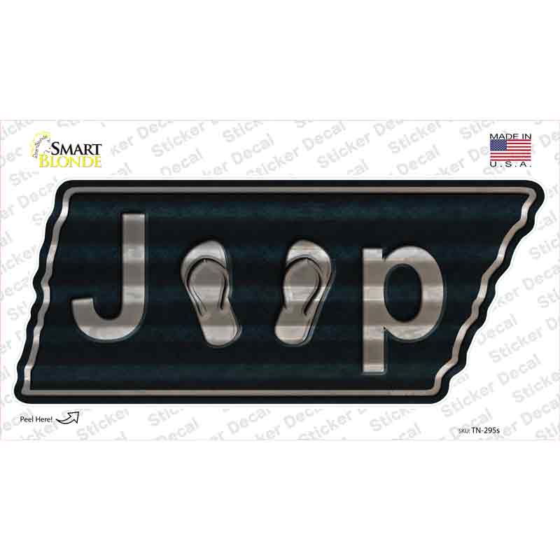 J**p Flip Flops Novelty Corrugated Tennessee Shape Sticker Decal