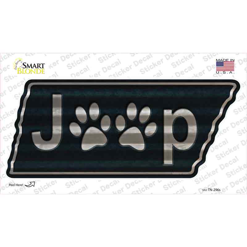 J**p Paws Novelty Corrugated Tennessee Shape Sticker Decal