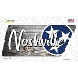 Nashville Tri Star on Wood Novelty Tennessee Shape Sticker Decal