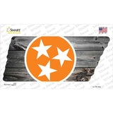 Orange Tri Star on Wood Novelty Tennessee Shape Sticker Decal