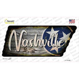 Nashville Tri Star on Wood Novelty Rusty Effect Tennessee Shape Sticker Decal