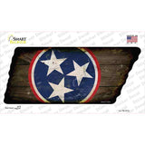Blue Tri Star Novelty Rusty Effect Tennessee Shape Sticker Decal