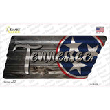 Tennessee Tri Star on Wood Novelty Corrugated Effect Tennessee Shape Sticker Decal