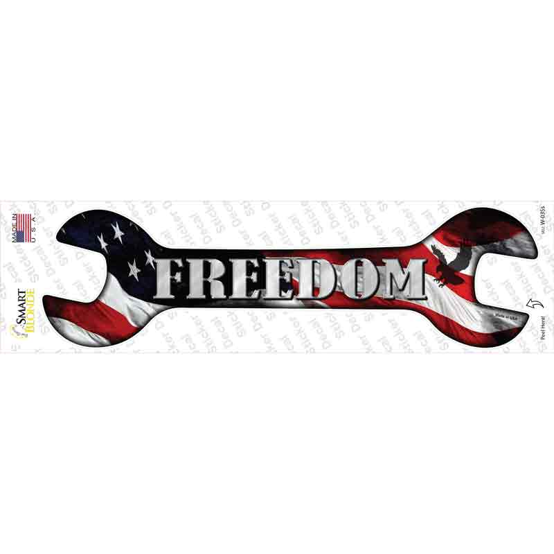 Freedom With American Flag Novelty Wrench Sticker Decal