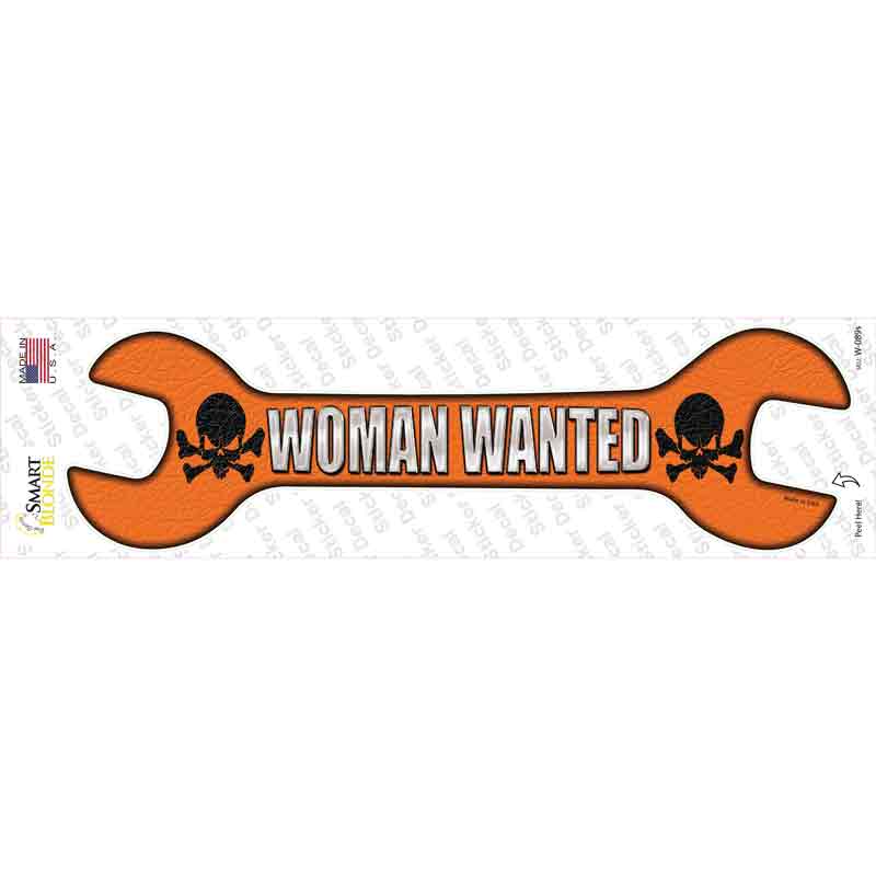 Woman Wanted Novelty Wrench Sticker Decal