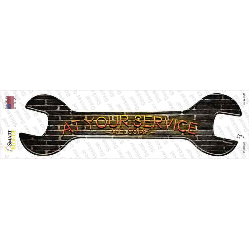 At Your Service Novelty Wrench Sticker Decal