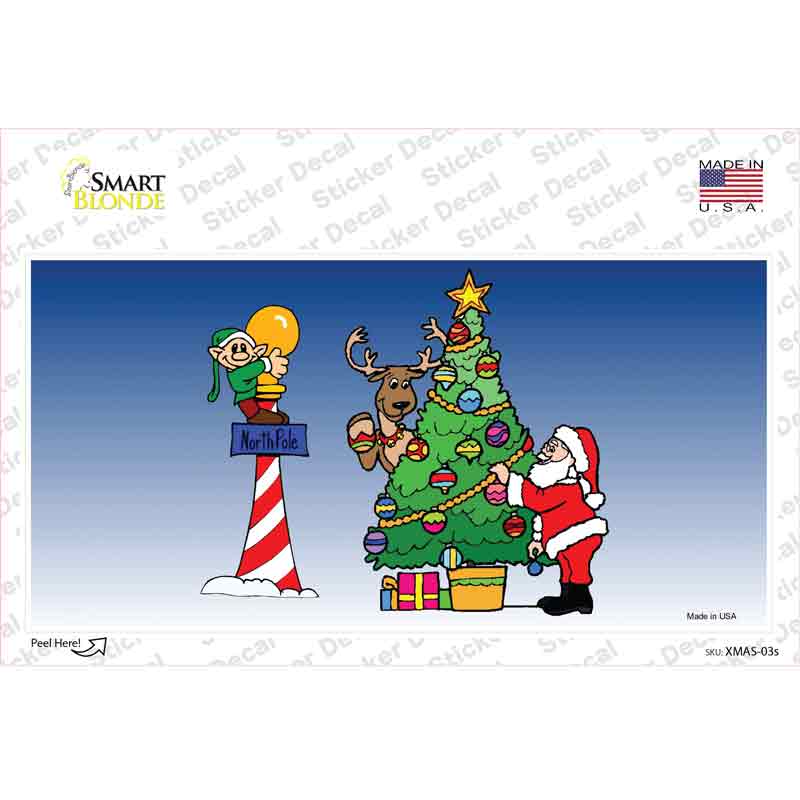 Santa Elf Tree Novelty Sticker Decal