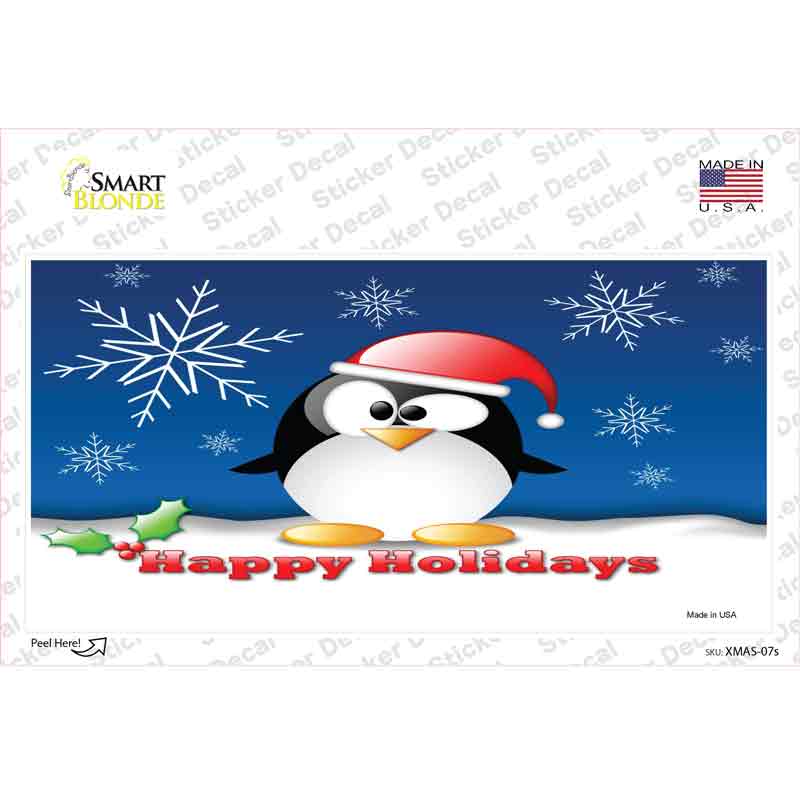 Happy Holidays Penguin Novelty Sticker Decal