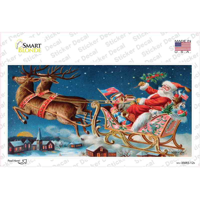Santa Sleigh Novelty Sticker Decal