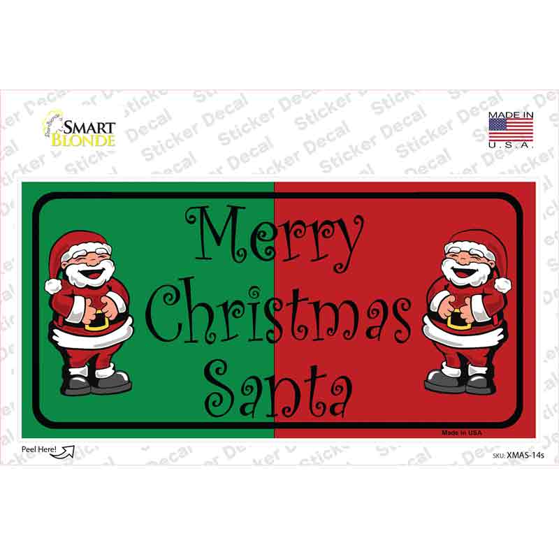 Green Red Santa Novelty Sticker Decal