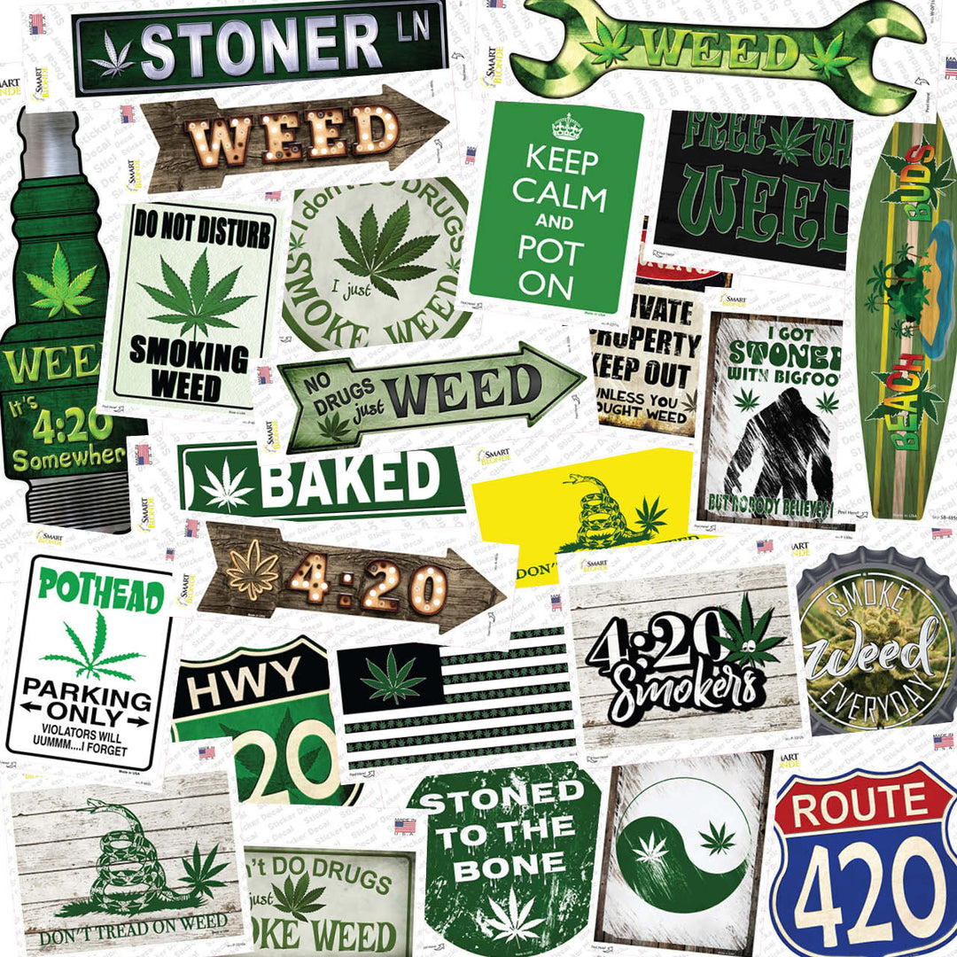 Marijuana | Weed 50 Piece Wholesale Novelty Assorted Sticker Decal Pack