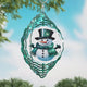 Snowman with Green Glitter Novelty Metal Wind Spinner